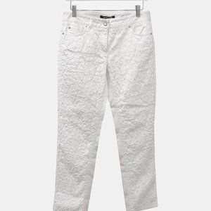Roberto Cavalli White Star Embroidered Straight Leg Pants